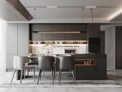 现代餐厅3D模型下载